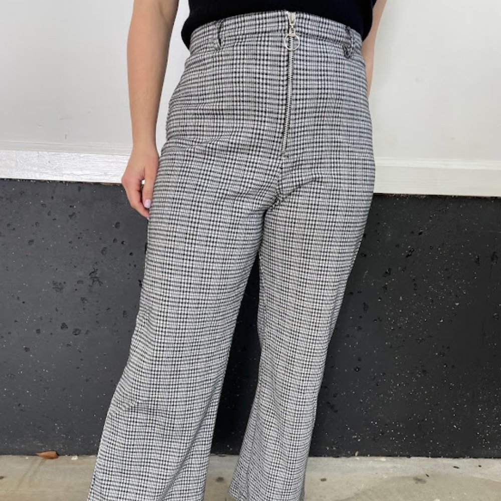 HIGH WAISTED PLAID WIDE LEG PANTS